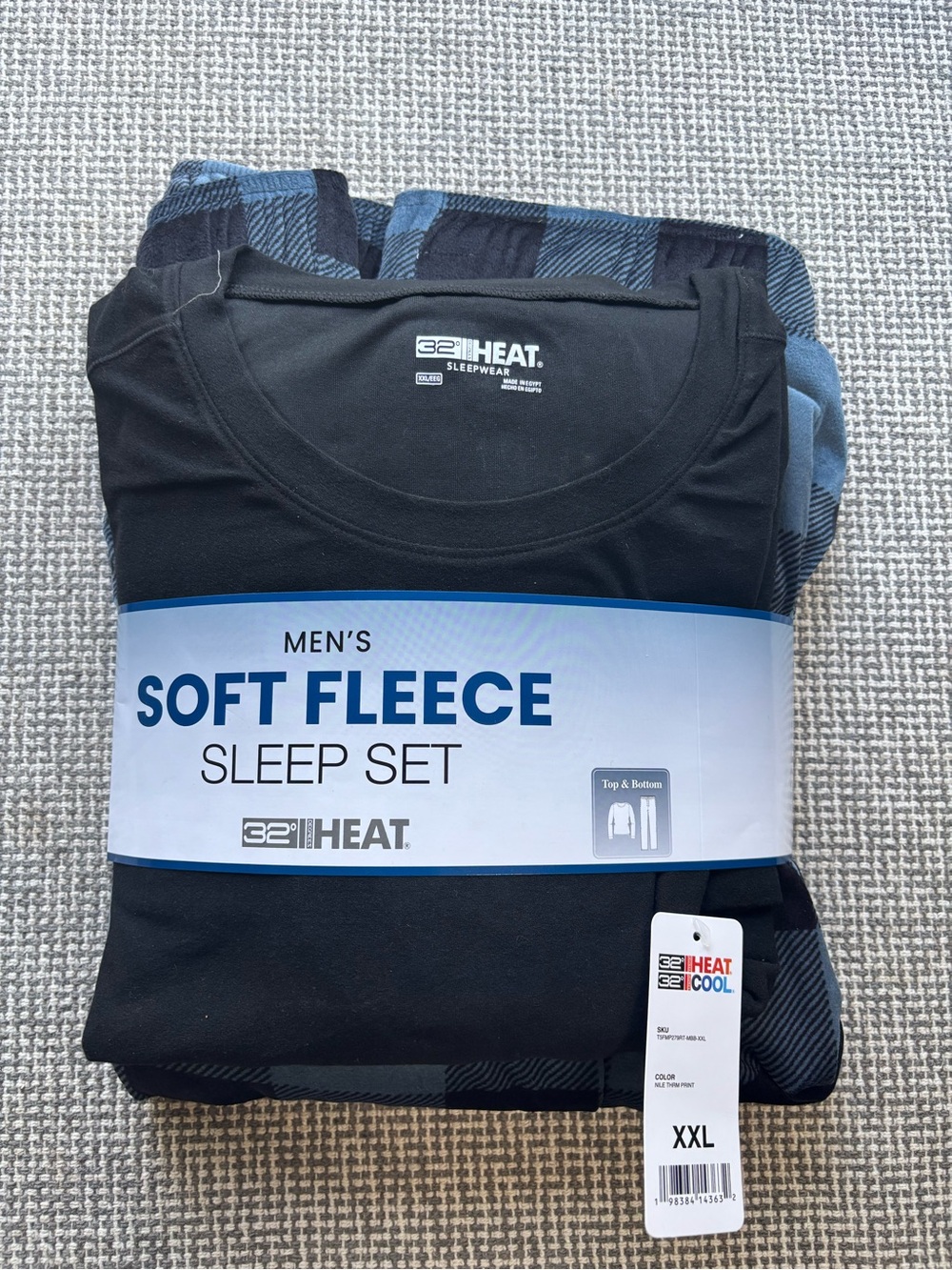 32 Degrees Men's Soft Fleece Sleep Set - Black